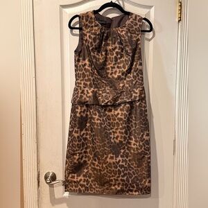 ANNE KLEIN Taffeta Leopard Print MIDI Cocktail Dress Size 6